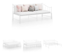 The Living Store Utdragbar sängram bäddsoffa vit metall 90x200 cm