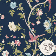 Laura Ashley - Non-woven tapet - Summer Palace Midnight Blue - Blå 10mx52cm