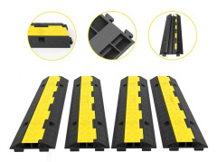 Kabelskyddsramp, 4 paket, 2 kanaler, gummimodulärt farthinder, 11000 LBS kapacitet, skydd för kablar och sladdar.