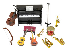 Miniatyr musikinstrument set 12 st mini musikinstrument modell dekoration tillbehör[C]