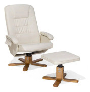 Faux Leather Heated Massage Chair with Footrest Beige RELAXPRO