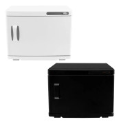 Handduksvärmare Vit Svart 23L Skönhetsbehandling UV-sterilisator Desinfektion Salong Spa Rostfritt Stål Elektrisk 2 Hyllor Droppbricka 200W 2 x Tänger