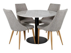 Estelle Matgrupp 106 cm Rund med 4 Leone stolar - Svart