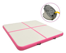 vidaXL Uppblåsbar gymnastikmatta med pump 200x200x15 cm PVC rosa