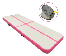vidaXL Uppblåsbar gymnastikmatta med pump 400x100x20 cm PVC rosa