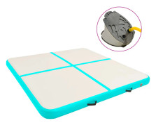 vidaXL Uppblåsbar gymnastikmatta med pump 200x200x20 cm PVC grön
