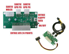 ATX-strömadapter för grafikkort (GPU) - ATX24 till Molex och P6 - Lämplig för Bitcoin-brytning - Sladdar medföljer