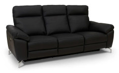 POPINNS 3-sits Reclinersoffa Läder/PVC Svart/Silver