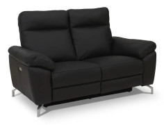 POPINNS 2-sits Reclinersoffa Läder/PVC Svart/Silver