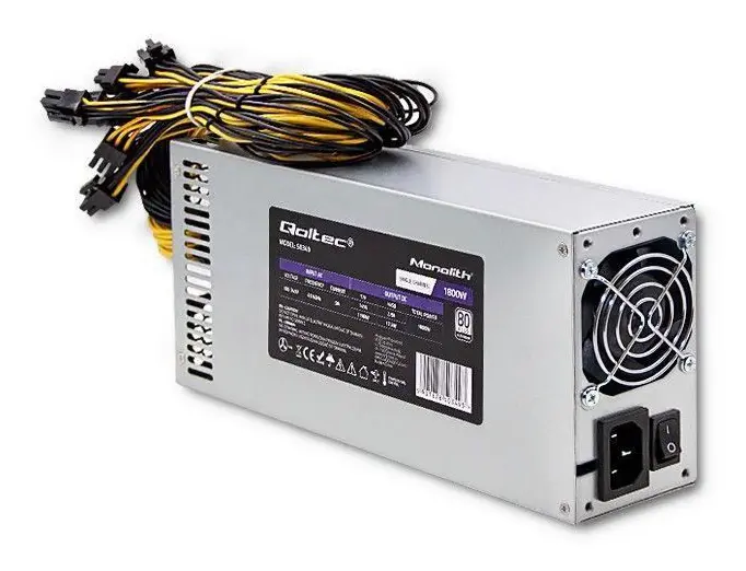 Qoltec Monolith 50349 - Nätaggregat (intern) - 80 PLUS Platinum - AC 180-240 V - 1800 Watt - aktive PFC - grå