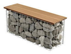 WPC Gabionbänk Stenkorg 100x30x45cm ljusbrun [pro.tec]