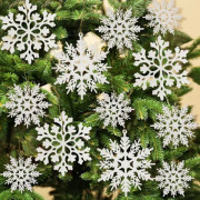 36 st Snöflingor - Julgransdekorationer, Plast Glittrande Vita Snöflingor Dekorationer, Jul Inomhus Vinterland Dekor