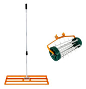 50 cm or 100 cm Gräsutjämnare & Manuell Gräsmatteluftare med 3.8 cm Spikar | Utjämningsräfsa | Avtagbart Teleskophandtag 1.15 - 1.9 m | Lätt Grepp | T