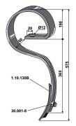 S-pinne, 32 x 12 mm