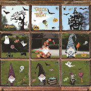 8 Halloween Fönsterklistermärken, Halloween Pumpa Spöke Zombie Fönsterklistermärken För Halloween Fönsterdekorationer Bd