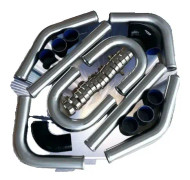 3" Intercooler Turbo Rörkit, 8 Aluminiumrör, Högtemperatur Silikon Slang, 16 T-Bult Klämmor
