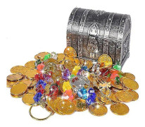 Piratskattkista för barn, antik färg, leksakslåda, festfavoriter, rekvisita, dekoration/förvaring av skatter för barn