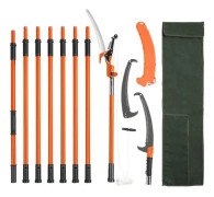Manuell stolpsåg, 7,3-27 fot utdragbar trädbeskärare, skarpt stålblad och sax Trimning med höga grenar, grentrimmer med 8 lätta glasfiberhandtag, för