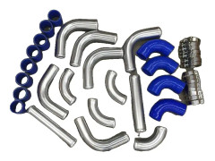 Aluminium Intercooler Turbo Rörkit, 2,5 tum i diameter, inkluderar blå slang, universell passform