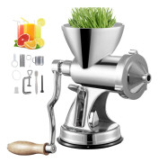 Manuell vetegräsjuicer med lång skruvskaft i rostfritt stål för juice av vetegräs, ingefära, äpplen och druvor.