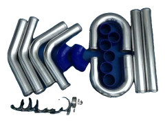 Intercooler Turbo Rörkit, 8 Aluminiumrör, Högtemperatur Slangar,Blå