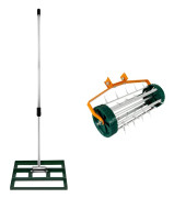 50 cm or 100 cm Gräsutjämnare & Manuell Gräsmatteluftare med 3.8 cm Spikar | Utjämningsräfsa | Avtagbart Teleskophandtag 1.15 - 1.9 m | Lätt Grepp | T