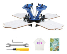 4-Färg 4 Stationer Silkscreen Utskrift Skärm Skrivare