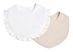 Mini Dreams Bib Volang/Slät 2-pack (Sand/Vit)