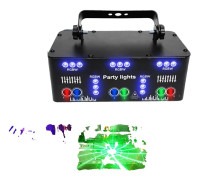 DJ Scenljusprojektor, 15 RGB LED-pärlor, 6 laser-effekter, ljudaktiverad,svart, EU-kontakt