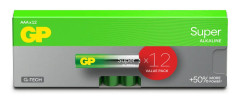GP Super Alkaline Battery, Size AAA, 24A/LR03, 1.5V, 12-pack