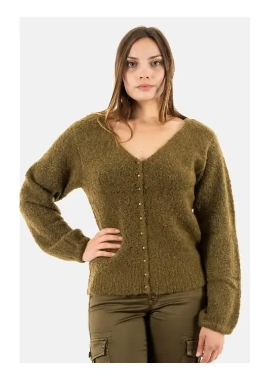 Cardigans Morgan 222-Mania Olive - Morgan - Dam - Klassisk krage