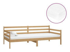 vidaXL Dagbädd med madrass 90x200 cm honungsbrun massiv furu
