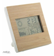 ANTEVIA - Inomhus trådlös väderstationsklocka + kalenderväckarklocka och hygrometer | Material: Trä | Färg: Beige (Boocast)