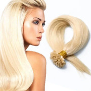 100 heta keratin hårförlängningar 18" platinablond