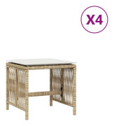 Trädgårdspallar med dynor 4 st beige 41x41x36 cm konstrotting
