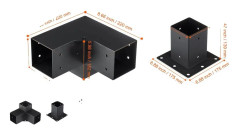 VEVOR Pergola Fäste Kit, Hållbar Kolfiberstål, Förbättrad Stabilitet,4x4 tum 8 st