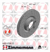 Bromsskiva Ventilerad, framaxel vänster Zimmermann 460.4506.52 - porsche panamera, panamera sport turismo - OE 971 615 301 F, 971 615 301 L