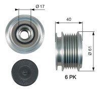 Frihjulskoppling, generator 150A Gates Drivealignâ® OAP7013 - audi, dodge, ford, jeep, mitsubishi, seat, skoda, vw - OE 021903119G, 022 903 119 C, 022