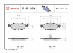 BREMBO Bromsbeläggssats P68039 - 4 st