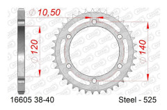 AFAM krona 38 tänder stålpitch 525 typ 16605 Kawasaki
