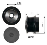 Frihjulskoppling, generator 100A Gates Drivealignâ® OAP7015 - chrysler, dodge, toyota - OE 04861506AB, 04861506AC, 04861506AD