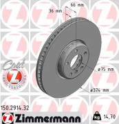 Bromsskiva, framaxel vänster Zimmermann 150.2914.32 - bmw - OE 3411 6 783 777, 3411 6 789 543