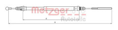 Vajer, parkeringsbroms, Bak, Vänster bak, Vänster - citroën c8, fiat ulysse, lancia phedra, peugeot 807 - OE 1487274080, 4745.T6