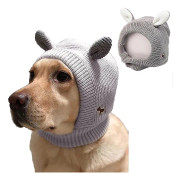 Mikasa Hund katt sticka mössa Muffs bullerskydd för ångest lättnad lugnande valp vinter varm keps grå