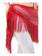 Mage Dans Midja Scarf Tofs Latin Dance Kjol Mesh Hip Scarf Röd