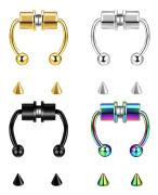 Xqday 4 st Magnetisk Septum Nosring Rostfritt Stål Magnet Falsk Septum Nosring