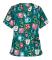 Kvinnor Nursing Uniform Scrub Short Sleeve T-shirt Xmas Blus Tee Toppar Koppar Grön XL