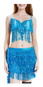 Halloween Belly Dance Costume Latin Dance Skirt Indisk Dans Set Blå M