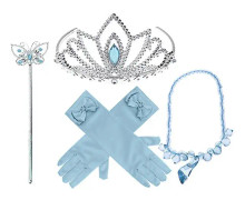 AIR Flicka princess klä upp inkluderar handskar krona trollstav halsband set