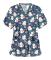 Kvinnor Nursing Uniform Scrub Short Sleeve T-shirt Xmas Blus Tee Toppar Snögubbe mörkblå 2XL